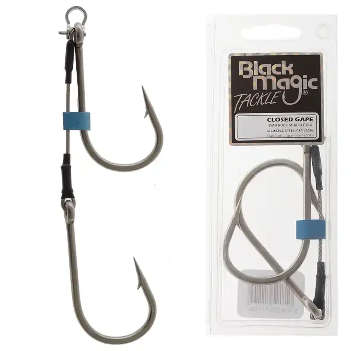 Black Magic Twin Hook Shackle Rig for Game Lures – Closed Gape