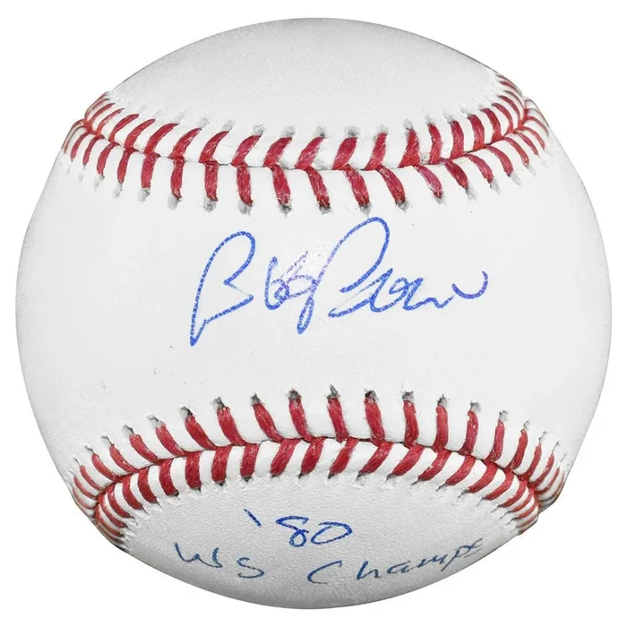 Bob Boone Signed 80 WS Champs Inscription Rawlings Official Major League Baseball (JSA)