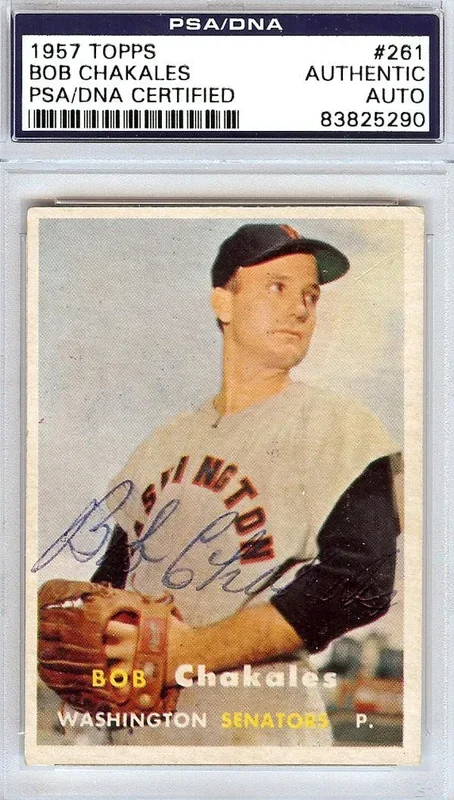 Bob Chakales Autographed 1957 Topps Card #261 Washington Senators PSA/DNA #83825290