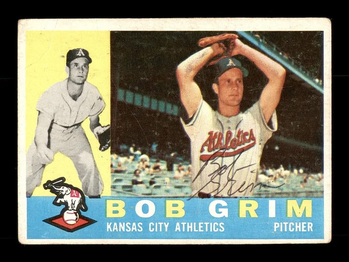 Bob Grim Autographed 1960 Topps Card #78 Kansas City A’s SKU #169586