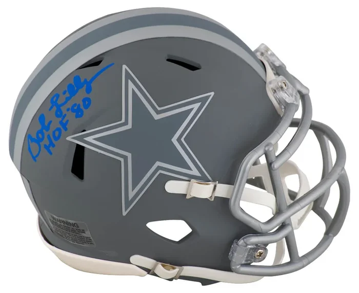 Bob Lilly Signed Dallas Cowboys SLATE Riddell Speed Mini Helmet w/HOF’80