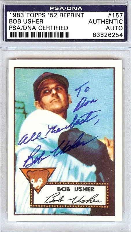Bob Usher Autographed 1952 Topps Reprint Card #157 Chicago Cubs “To Don” PSA/DNA #83826254