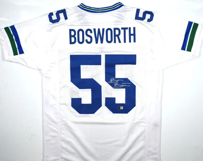 Brian Bosworth Autographed White Pro Style Jersey- Beckett W Hologram *Silver