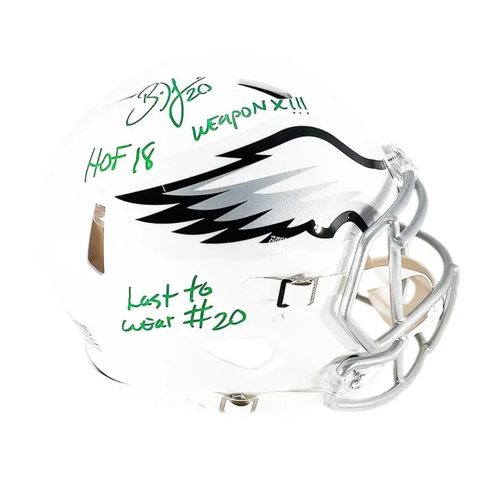Brian Dawkins Signed Multi-Inscription Philadelphia Eagles Authentic Flat White Speed Full-Size Football Helmet (JSA)