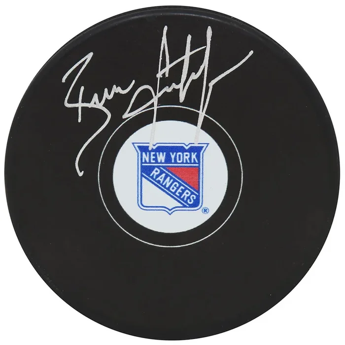 Brian Leetch Signed New York Rangers Logo Hockey Puck (Fanatics)