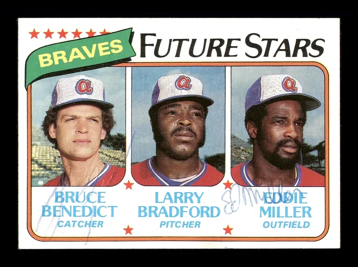 Bruce Benedict & Eddie Miller Autographed 1980 Topps Rookie Card #675 Atlanta Braves SKU #166386