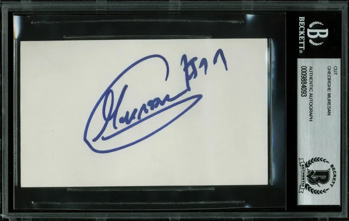 Bullets Gheorghe Muresan Authentic Signed 3×5 Index Card BAS Slabbed