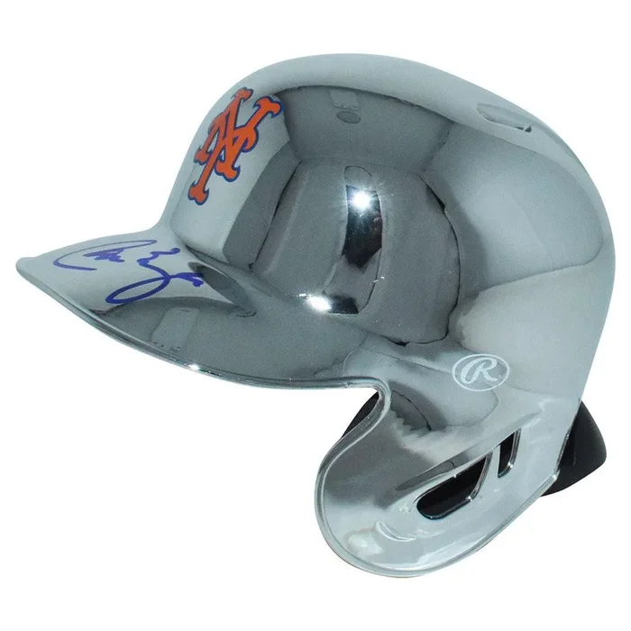 Carlos Baerga Signed New York Mets Chrome Mini MLB Baseball Batting Helmet (JSA)