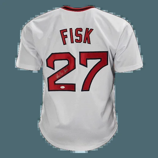 Carlton Fisk Signed Boston White Baseball Jersey (JSA)