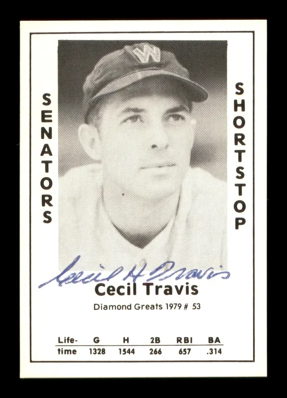 Cecil Travis Autographed 1979 Diamond Greats Card #53 Washington Senators SKU #188675