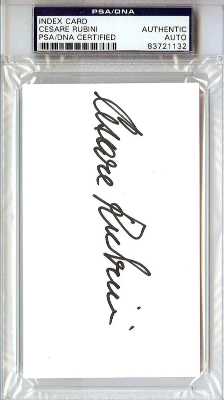 Cesare Rubini Autographed 3×5 Index Card Team Italy PSA/DNA #83721132