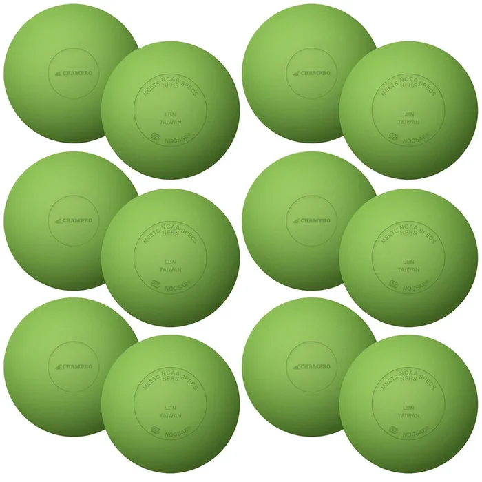 Champro 12 Neon Green Lacrosse Balls – Meets NOCSAE Standard SEI