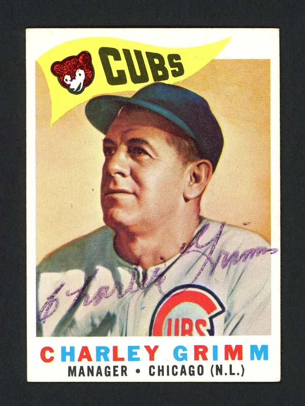 Charlie Grimm Autographed 1960 Topps Card #217 Chicago Cubs Manager SKU #165344