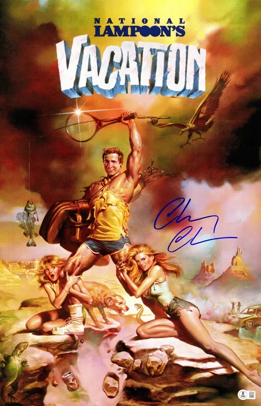 Chevy Chase Autographed 40×27 Vacation Movie Poster Clark Griswold Beckett BAS Witness Stock #233725