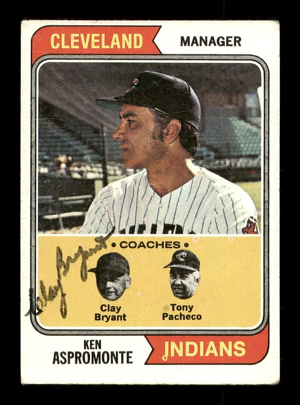 Clay Bryant Autographed 1974 Topps Card #521 Cleveland Indians Coach SKU #167113