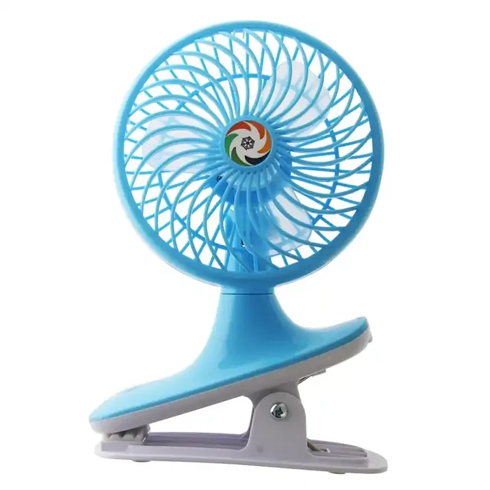 Clip-On Mini USB Fan with LED Light Blue 2.5W