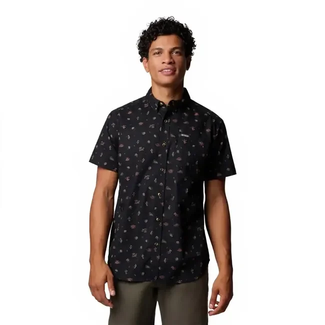 columbia dress shirt rapid rivers printed ss shirt black