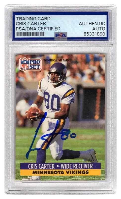 Cris Carter Signed Minnesota Vikings 1991 Pro Set Football Trading Card #834 – (PSA Encapsulated)