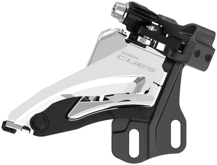 CUES FD-U6000-E Front Derailleur – 10/11-Speed Double Side Swing E-Type Mount W/O BB Bracket Plate 36/40t Max BLK/Silver
