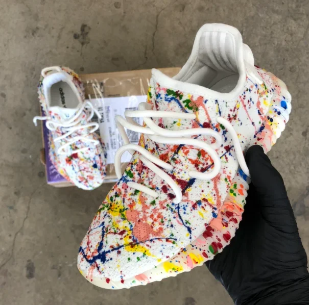 Custom Paint Rainbow Splattered Adidas Yeezy’s