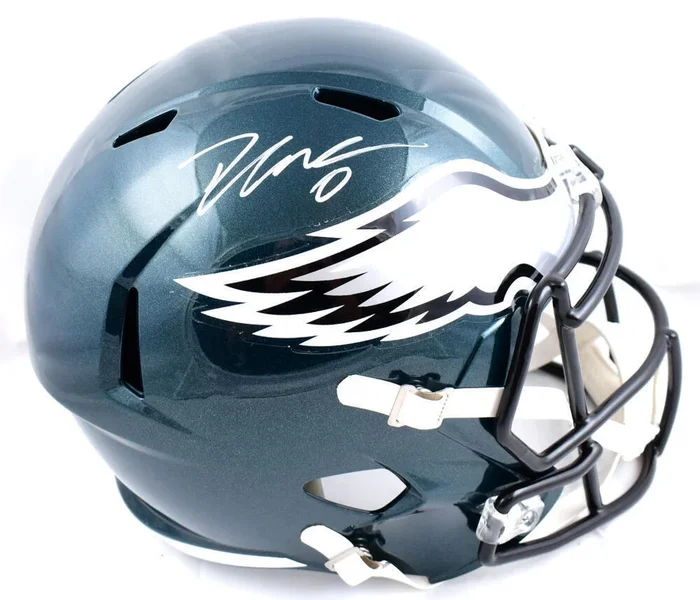 D’Andre Swift Autographed Eagles F/S Speed Helmet-Beckett W Hologram *White