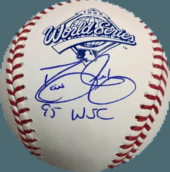 David Justice Autographed Rawlings Braves 1995 World Series Baseball Official Baseball (PSA) w/ W.S. Champs Inscription