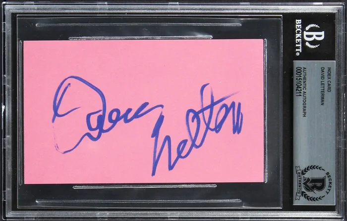David Letterman The Late Show Authentic Signed 3×5 Index Card BAS Slabbed