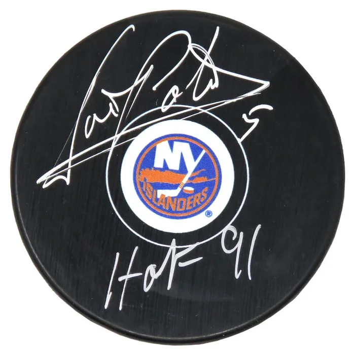 Denis Potvin Signed New York Islanders Logo Hockey Puck w/HOF’91