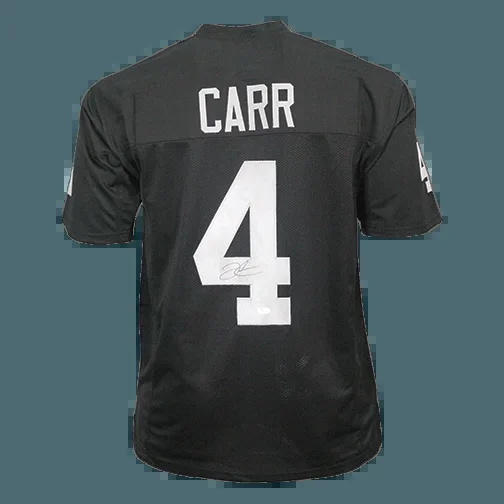 Derek Carr Autographed Pro Style Football Jersey Black (JSA)
