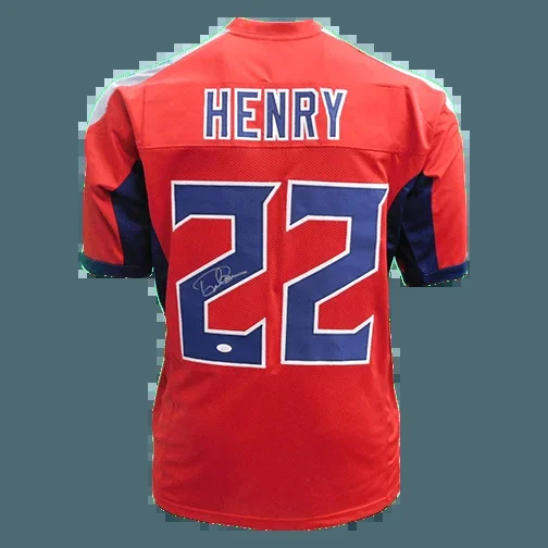 Derrick Henry Autographed Pro Style Red Football Jersey JSA