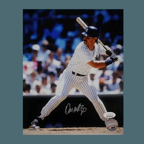 Don Mattingly Signed New York Yankees At Bat 8×10 Photo (JSA)