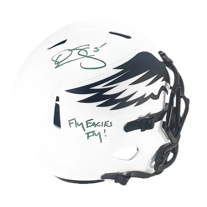 Donovan McNabb Signed Fly Eagles Fly Inscription Philadelphia Eagles Lunar Eclipse Speed Full-Size Replica Football Helmet (Beckett)