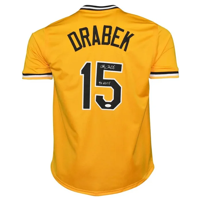 Doug Drabek Signed 90 NL CY Inscription Pittsburgh Yellow Baseball Jersey (JSA)
