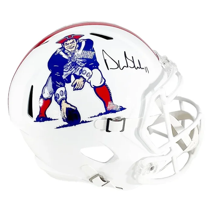 Drew Bledsoe Signed New England Patriots Throwback 1982-89 Speed Full-Size Replica Football Helmet (Beckett)