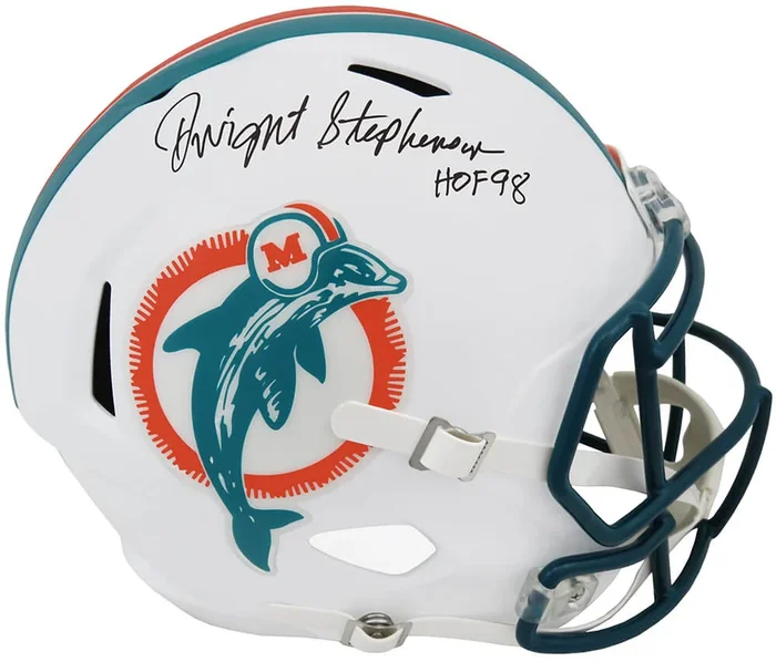 Dwight Stephenson Signed Miami Dolphins Throwback Riddell Full Size Speed Replica Helmet w/HOF’98