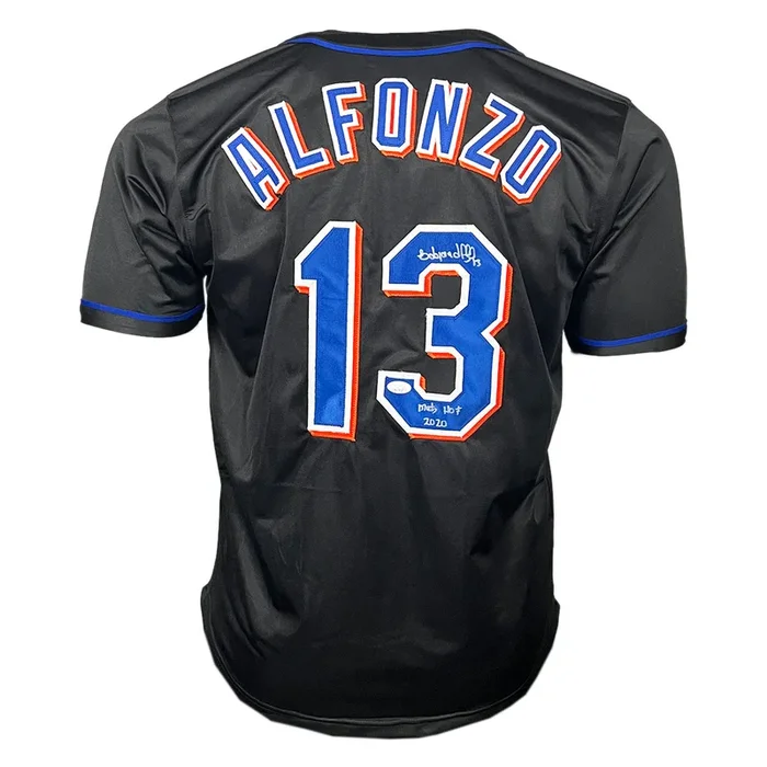 Edgardo Alfonzo Signed “Mets HOF 2020” Inscription New York Black Baseball Jersey (JSA)