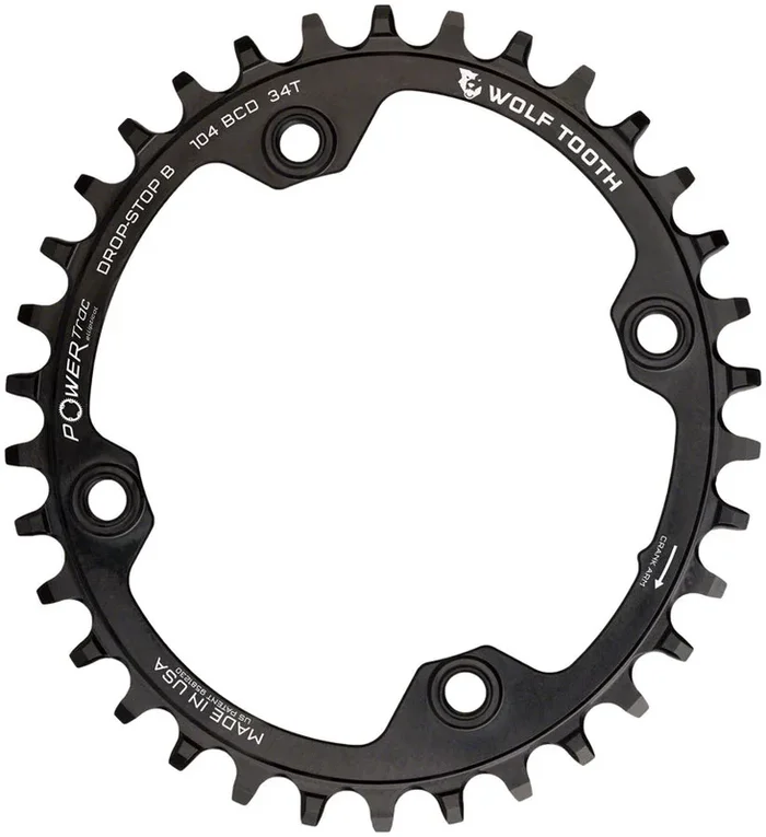 Elliptical 104 BCD Chainring – 34t 104 BCD 4-Bolt Drop-Stop B BLK