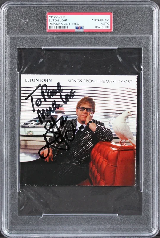 Elton John “Much Love” Signed Songs From The West Coast Cd Cover PSA/DNA Slabbed