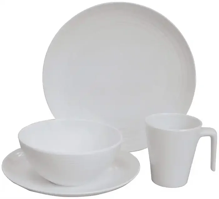 Flamefield Seramika Vanilla Shatter-Resistant Melamine 16-Piece Dinner Set