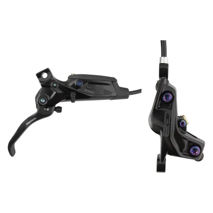 G2 Ultimate Disc Brake Lever – Front Post Mount Carbon Lever Titanium Hardware Gloss BLK Rainbow Hardware A2