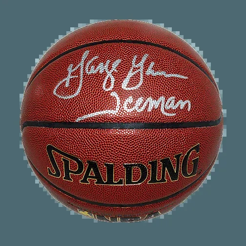 George Gervin Signed Iceman Inscription Spalding NBA Basketball (JSA)
