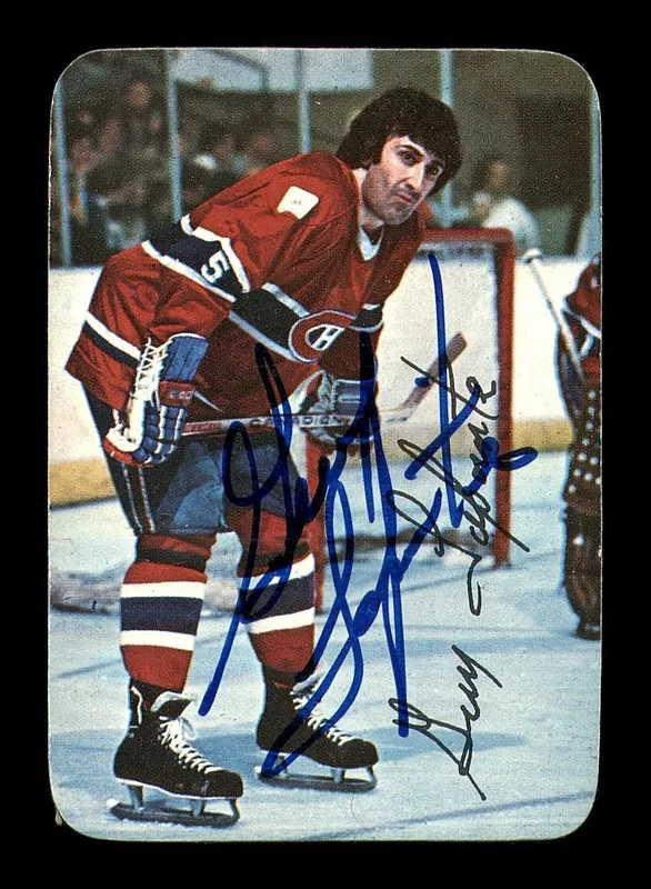 Guy Lapointe Autographed 1976-77 Topps Glossy Card #17 Montreal Canadiens SKU #183182