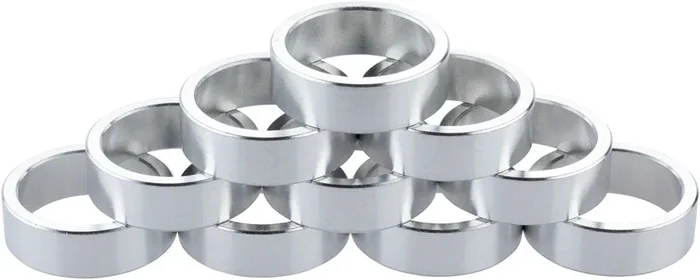Headset Stack Spacer – 25.4 10mm Aluminum Silver Bag of 10