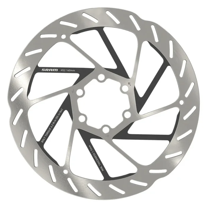 HS2 Disc Brake Rotor – 160mm 6-Bolt Rounded Silver/Black