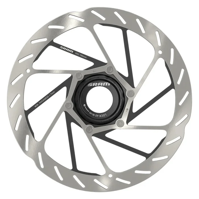 HS2 Disc Brake Rotor – 180mm Center Lock Rounded Silver/Black