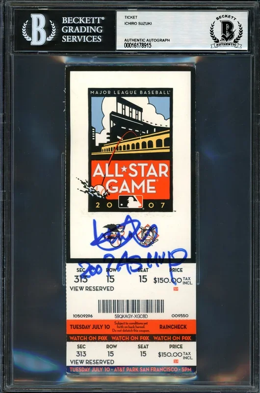 Ichiro Suzuki Autographed 2007 All Star Game Ticket Seattle Mariners “2007 AS MVP” Beckett BAS #16178915