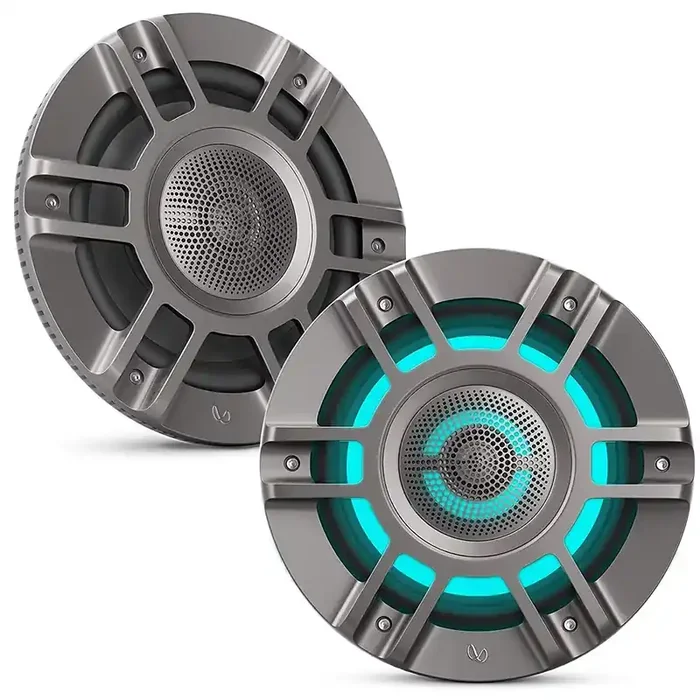 Infinity Kappa Marine RGB LED Coaxial Speakers 8in Titanium/Gunmetal