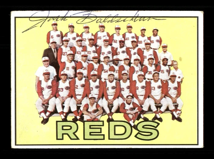 Jack Baldschun Autographed 1967 Topps Team Card #407 Cincinnati Reds SKU #170880