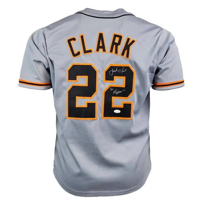 Jack Clark Signed “The Ripper” Inscription San Francisco Grey Baseball Jersey (JSA)
