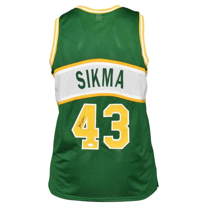 Jack Sikma Signed Seattle Green Basketball Jersey (JSA)